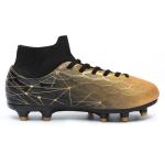 Hanani Boys Girls Soccer Cleats for Kids Football Shoes High Top Training Youth Football Cleats Outdoor/Indoor Athletic Turf Shoes Black Gold