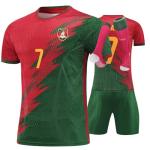 Youth Soccer Jersey for Boys Girls Kids Uniform Football Shirt Birthday Gift Set (red/Green, 8-9years)