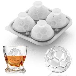 ACOOKEE Silicone Soccer Ball Ice Cube Mold Fun Shapes, Novelty Soccer Gifts, 2.2" Large Craft Round Sphere Ice Ball Molds For Game Day, Whiskey, Cocktails, Bourbon