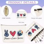 JoycuFF Soccer Gifts for Girls Soccer Stuff Accessories Gifts Sport Lovers Gift Include Glass Cup, Makeup Bag, Canvas Bag, Bracelet, Hair Scrunchies, Stickers for Team Player Birthday Gifts for Women