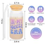 JoycuFF Soccer Gifts for Girls Soccer Stuff Accessories Gifts Sport Lovers Gift Include Glass Cup, Makeup Bag, Canvas Bag, Bracelet, Hair Scrunchies, Stickers for Team Player Birthday Gifts for Women