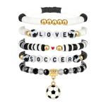Trinckle Soccer Bracelet for Girls, Stackable Game Day Beaded Bracelets as Soccer Gifts for Woman, Soccer Mom Christmas Ornaments Senior Night Gifts Accessories Jewelry as Sports Party Favors Outfits