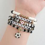 Trinckle Soccer Bracelet for Girls, Stackable Game Day Beaded Bracelets as Soccer Gifts for Woman, Soccer Mom Christmas Ornaments Senior Night Gifts Accessories Jewelry as Sports Party Favors Outfits