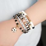 Trinckle Soccer Bracelet for Girls, Stackable Game Day Beaded Bracelets as Soccer Gifts for Woman, Soccer Mom Christmas Ornaments Senior Night Gifts Accessories Jewelry as Sports Party Favors Outfits