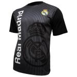 Icon Sports Men Compatible with Real Madrid Sublimation Logo Poly Soccer T-Shirt - Black (Small)