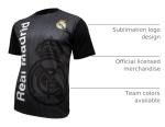 Icon Sports Men Compatible with Real Madrid Sublimation Logo Poly Soccer T-Shirt - Black (Small)