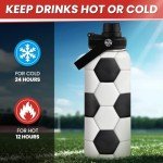 SANDJEST 32oz Insulated Soccer Water Bottle