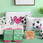 SilTriangle 5 Pcs Soccer Gifts for Women Party Favors Players Team Gift Players Makeup Bag Necklace Earrings Socks for Women Birthday Decorations Christmas Athlete Gifts Sport Stuff Accessories