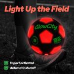 GlowCity Light Up LED Soccer Ball for Kids - Size 3, Black/Red