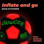 GlowCity Light Up LED Soccer Ball for Kids - Size 3, Black/Red