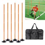 6 Pack Soccer Agility Training Poles, 5 FT Adjustable Speed and Agility Training Equipment for Football/Basketball/ Dog Practice, Bending Poles for Horses with Rubber Bases and Carry Bag（Orange）