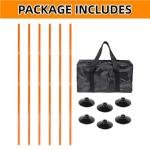 6 Pack Soccer Agility Training Poles, 5 FT Adjustable Speed and Agility Training Equipment for Football/Basketball/ Dog Practice, Bending Poles for Horses with Rubber Bases and Carry Bag（Orange）