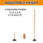 6 Pack Soccer Agility Training Poles, 5 FT Adjustable Speed and Agility Training Equipment for Football/Basketball/ Dog Practice, Bending Poles for Horses with Rubber Bases and Carry Bag（Orange）