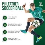 VORINA Premium Match Soccer Ball Size 5 – PU Leather Official Match Ball for Training & Games – All-Weather Performance – Includes Pump, Needle & Mesh Bag (Green & Gold)