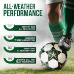 VORINA Premium Match Soccer Ball Size 5 – PU Leather Official Match Ball for Training & Games – All-Weather Performance – Includes Pump, Needle & Mesh Bag (Green & Gold)