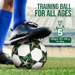 VORINA Premium Match Soccer Ball Size 5 – PU Leather Official Match Ball for Training & Games – All-Weather Performance – Includes Pump, Needle & Mesh Bag (Green & Gold)