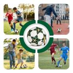 VORINA Premium Match Soccer Ball Size 5 – PU Leather Official Match Ball for Training & Games – All-Weather Performance – Includes Pump, Needle & Mesh Bag (Green & Gold)