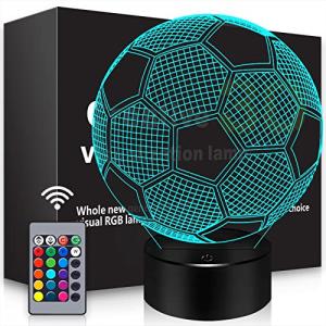 BASSI Soccer Gifts 3D Night Light,16 Colors Changing Touch/Remote Contro, Soccers 3D Illusion Lamp, Birthday Christmas Gifts for Boys Girls, Soccer Stuff Room Decor
