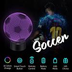 BASSI Soccer Gifts 3D Night Light,16 Colors Changing Touch/Remote Contro, Soccers 3D Illusion Lamp, Birthday Christmas Gifts for Boys Girls, Soccer Stuff Room Decor