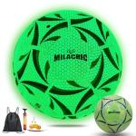 MILACHIC Glow in The Dark Soccer Ball Size 4 for Teens, Green Glowing Luminous Ball Gift for Men Women Indoor Outdoor Training (with Pump)