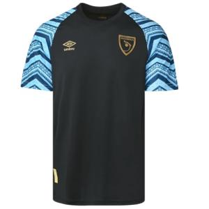 Umbro Men's 23/24 Guatemala National Team Pre Match Short Sleeve Soccer Jersey, Black/Blue, Medium