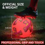 MOONTOY Light-Up Soccer Ball with LED Lights, Official Size 5 Soccer Ball for Kids, Teens & Adults - Perfect for Night Games, Training, and Outdoor Fun - Includes Spare Batteries
