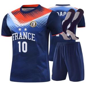 Youth Soccer Jersey for Boys Girls kids Uniform sport Shirt Birthday Gift Set with sock (Royal Blue, 12-13years)