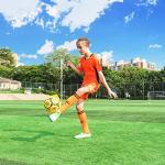 PodiuMax Handle Solo Soccer Kick Trainer with New Ball Locked Net Design, Soccer Ball Bungee Elastic Training Juggling Net (Fits Ball Size 3, 4, 5) (Yellow)