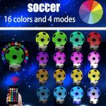 OceanWings Soccer Gifts 3D Night Light for Boys 8-12, Christmas Stocking Stuffers for Teens Girls Optical Illusion Lamp Nightlight with Remote Control 16 Color Touch Bedroom Valentines Day Decor