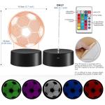 OceanWings Soccer Gifts 3D Night Light for Boys 8-12, Christmas Stocking Stuffers for Teens Girls Optical Illusion Lamp Nightlight with Remote Control 16 Color Touch Bedroom Valentines Day Decor