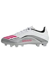 Adidas Unisex-Adult F50 Messi Club Firm Ground/Multi Ground, White/Lucid Red/Silver Metallic, 8