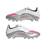 Adidas Unisex-Adult F50 Messi Club Firm Ground/Multi Ground, White/Lucid Red/Silver Metallic, 8