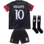 Pitch and Trek Mbappe Madrid #10 Special Dragon Limited Edition Kids Soccer Jersey Shirts Football Futbol Socks Gift Set Youth Sizes(Black,28)