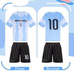 YANXUE Kids Soccer Jerseys Youth Painted Striped Football Shirt, World Cup Themed Sports Uniform for Boys and Girls Light Blue