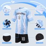 YANXUE Kids Soccer Jerseys Youth Painted Striped Football Shirt, World Cup Themed Sports Uniform for Boys and Girls Light Blue