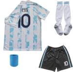 ORGBRAIN 2021 Argentina Home Copa American #10 Kids Soccer Jersey & Shorts Set Youth Sizes (White, 26 (8-9 Years Old).)