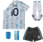 ORGBRAIN 2021 Argentina Home Copa American #10 Kids Soccer Jersey & Shorts Set Youth Sizes (White, 26 (8-9 Years Old).)