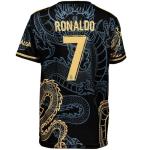PURESTOF Ronaldo No #7 Special Dragon Edition Kids Soccer Jersey Kit Shorts Youth Sizes (Black, 152 (8-9 Years Old))