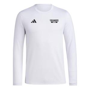 Adidas Mens Columbus Crew Pre-Game Long Sleeve Soccer T-Shirt,White/Columbus Crew,Large