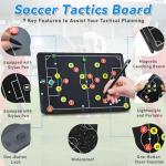 16-inch LCD Soccer Coaching Board, Portable Electronic Magnetic Tactical Display Board with Stylus and Magnetic Pieces, Reusable Whiteboard, for Coaches, Players, and Fans