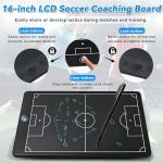 16-inch LCD Soccer Coaching Board, Portable Electronic Magnetic Tactical Display Board with Stylus and Magnetic Pieces, Reusable Whiteboard, for Coaches, Players, and Fans