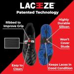 Laceeze - Ice (Blue) Band Original Fits Cleats Size 1-7 US Keeps Shoe Laces Tied During All Sport Activities, Soccer, Baseball, Lacrosse, Basketball. Made from Silicone with Ribbed Technology