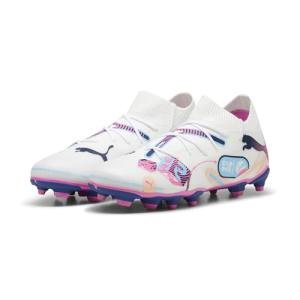 Puma Unisex-Child, Future Match Firm Artificial Ground, Puma White-Luminous Blue-Poison Pink-Fizzy Melon, Big Kid 6