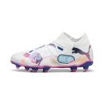 Puma Unisex-Child, Future Match Firm Artificial Ground, Puma White-Luminous Blue-Poison Pink-Fizzy Melon, Big Kid 6