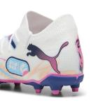Puma Unisex-Child, Future Match Firm Artificial Ground, Puma White-Luminous Blue-Poison Pink-Fizzy Melon, Big Kid 6