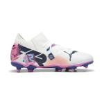 Puma Unisex-Child, Future Match Firm Artificial Ground, Puma White-Luminous Blue-Poison Pink-Fizzy Melon, Big Kid 6