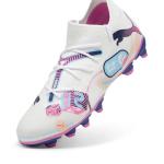 Puma Unisex-Child, Future Match Firm Artificial Ground, Puma White-Luminous Blue-Poison Pink-Fizzy Melon, Big Kid 6