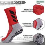 MENDENG Men's Grip Socks - Non Slip Soccer Socks, 4 Pack (Black, White, Blue, Red)