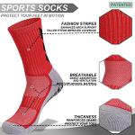 MENDENG Men's Grip Socks - Non Slip Soccer Socks, 4 Pack (Black, White, Blue, Red)