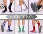 MENDENG Men's Grip Socks - Non Slip Soccer Socks, 4 Pack (Black, White, Blue, Red)